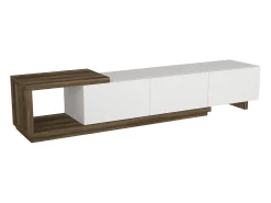 Mueble de TV con 3 cajones y 1 estante - Blanco y natural - DUKIAN
