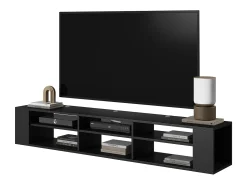 Mueble de TV con 6 compartimentos - Negro - 175 cm - WALL