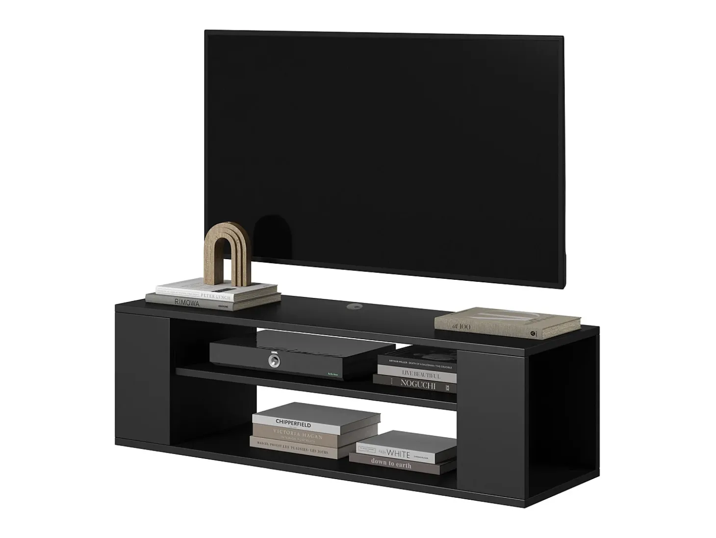 Mueble de TV con 2 compartimentos - Negro - 100 cm - WALL