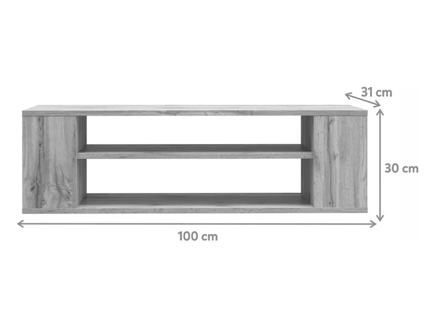 Mueble de TV con 2 compartimentos - Negro - 100 cm - WALL