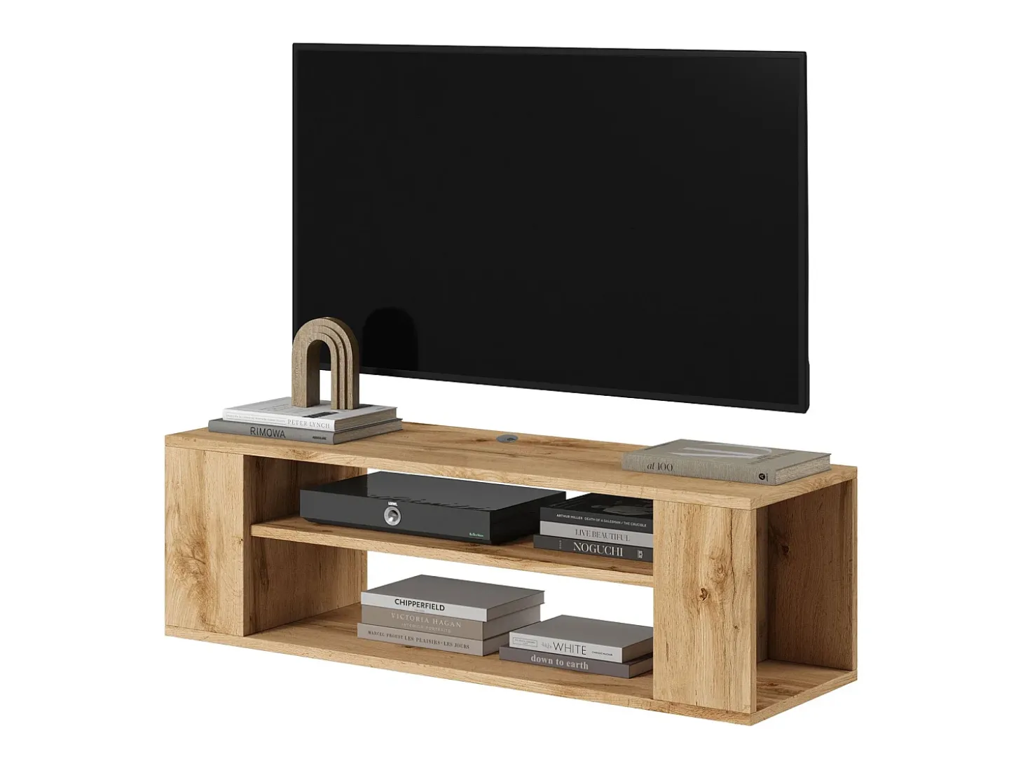 Mueble de TV con 2 compartimentos - Imitación roble - 100 cm - WALL