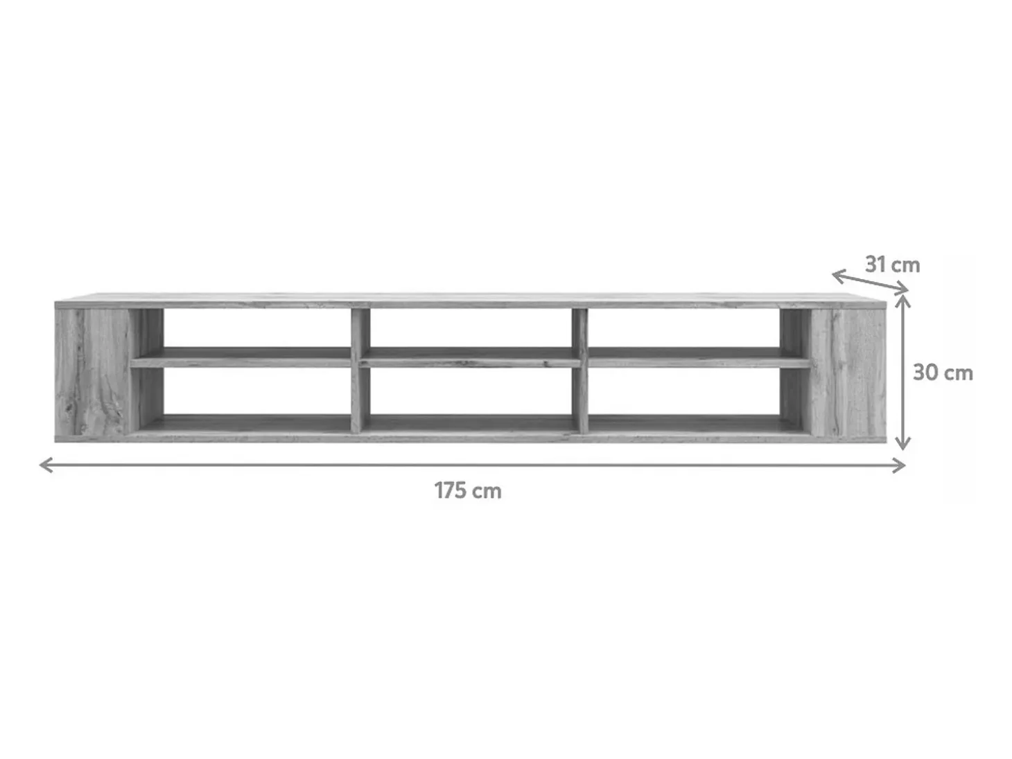 Mueble de TV con 6 compartimentos - Imitación roble - 175 cm - WALL