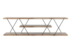 Mueble de TV con 1 estante - Natural y negro - DELORY