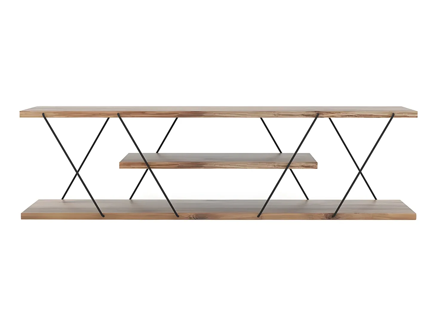 Mueble de TV con 1 estante - Natural y negro - DELORY