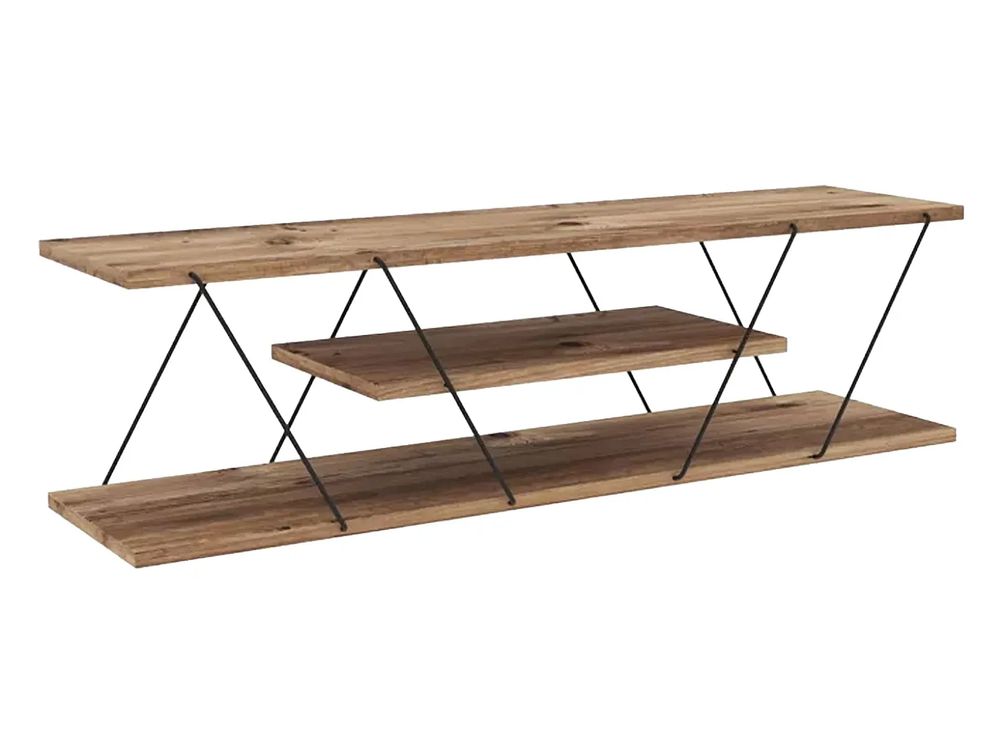 Mueble de TV con 1 estante - Natural y negro - DELORY