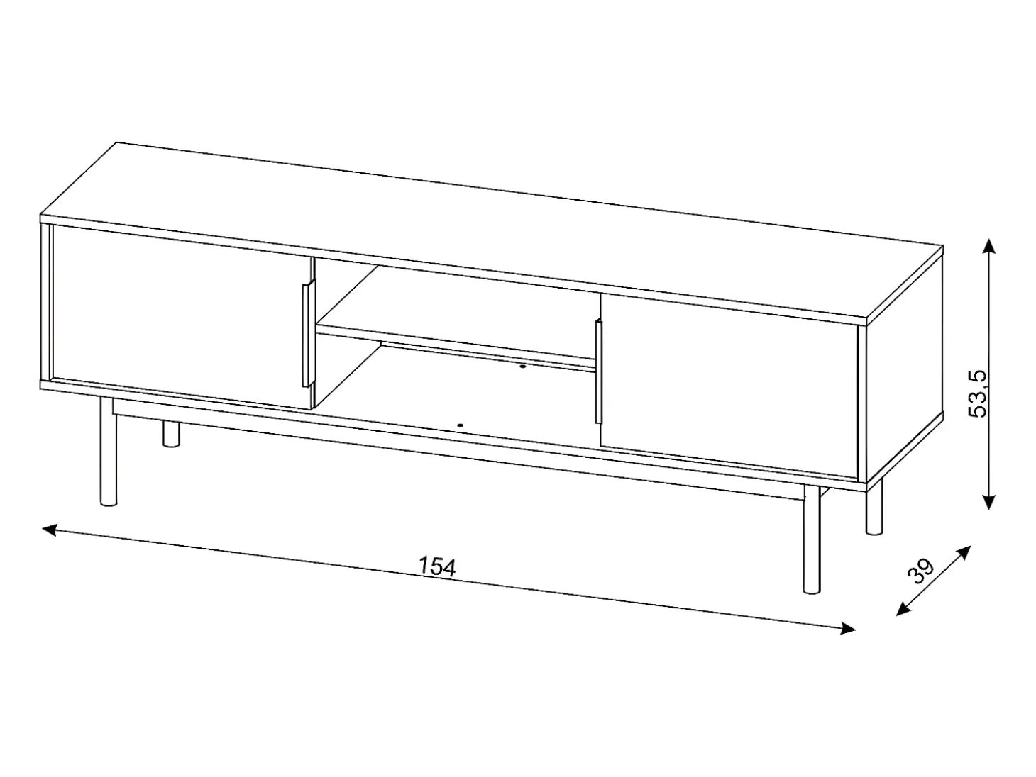 Mueble de TV con 2 puertas y 2 estantes - Negro - DABRIANA