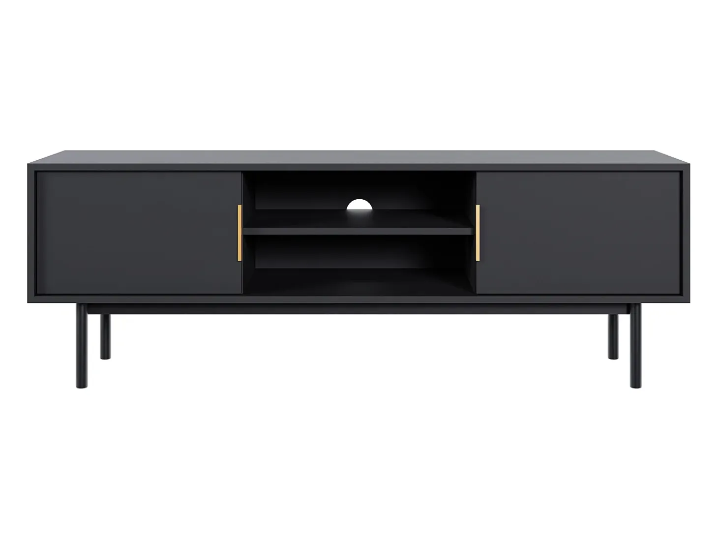 Mueble de TV con 2 puertas y 2 estantes - Negro - DABRIANA