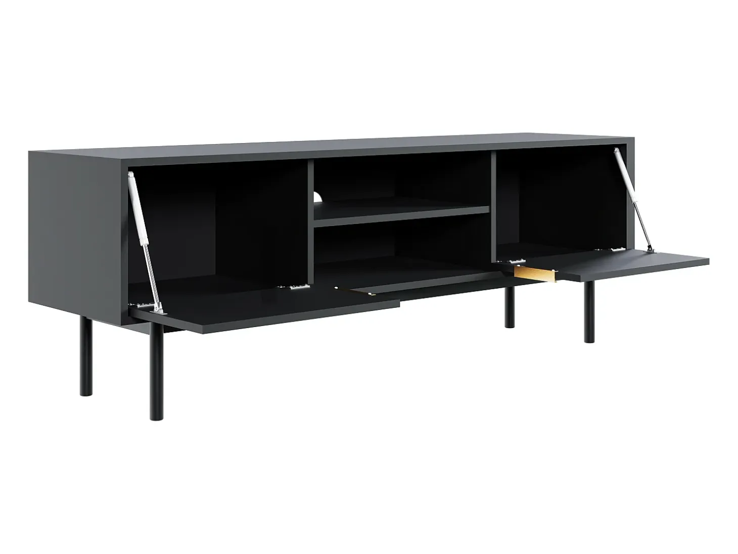 Mueble de TV con 2 puertas y 2 estantes - Negro - DABRIANA
