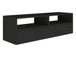 Mueble de TV con 2 puertas y estantes – negro – 100 cm – FRAMME