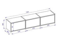 Mueble de TV con 3 puertas – gris cachemira – 150 cm – FRAMME