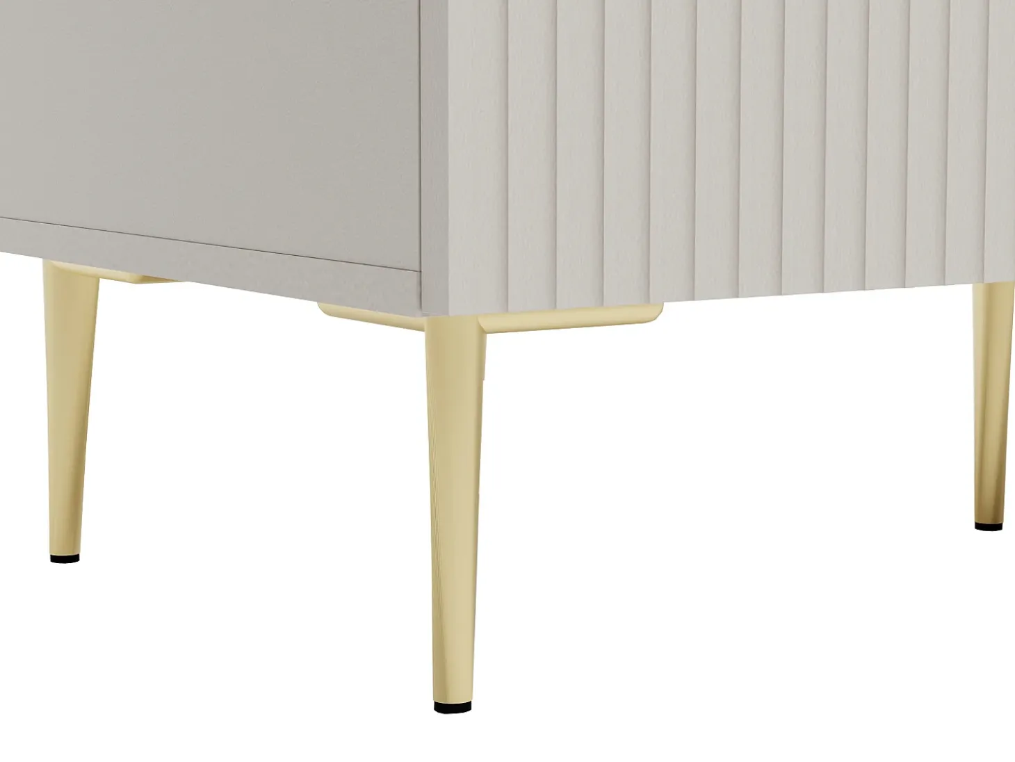 Mueble de TV con 2 puertas, 2 cajones y 2 nichos en MDF y acero - Beige y dorado - YESINIA