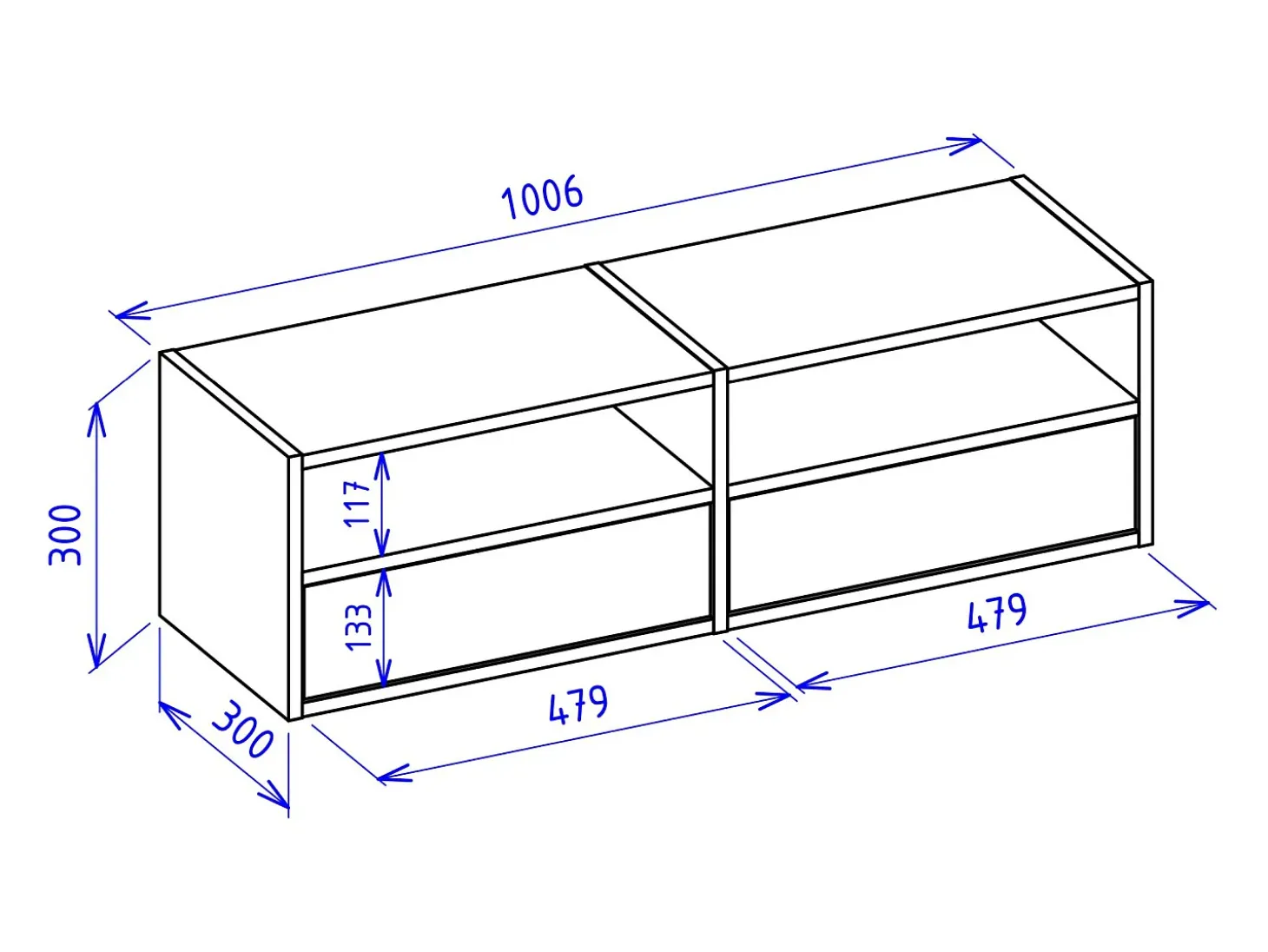 Mueble de TV con 2 puertas y estantes – gris cachemira – 100 cm – FRAMME