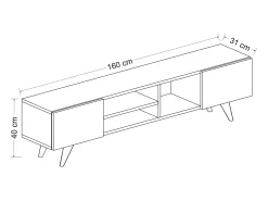 Mueble de TV con 2 puertas y 3 estantes - Negro y Natural - MOSTIA