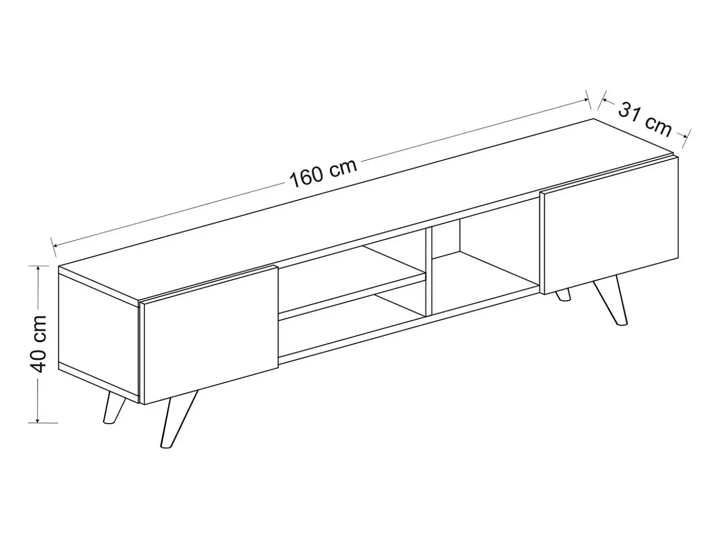 Mueble de TV con 2 puertas y 3 estantes - Negro y Natural - MOSTIA