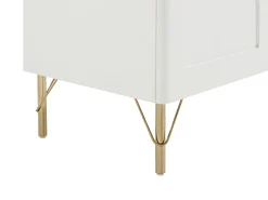 Mueble de TV con 2 puertas, 2 cajones y 2 huecos - Blanco y dorado - ALOBARA