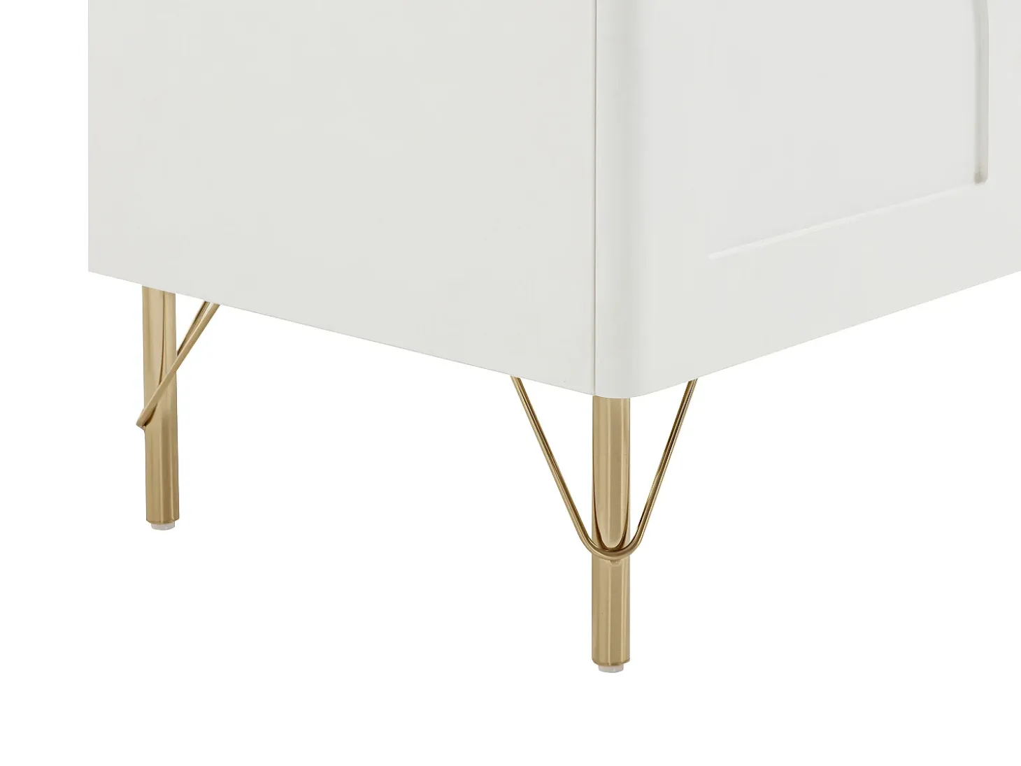 Mueble de TV con 2 puertas, 2 cajones y 2 huecos - Blanco y dorado - ALOBARA