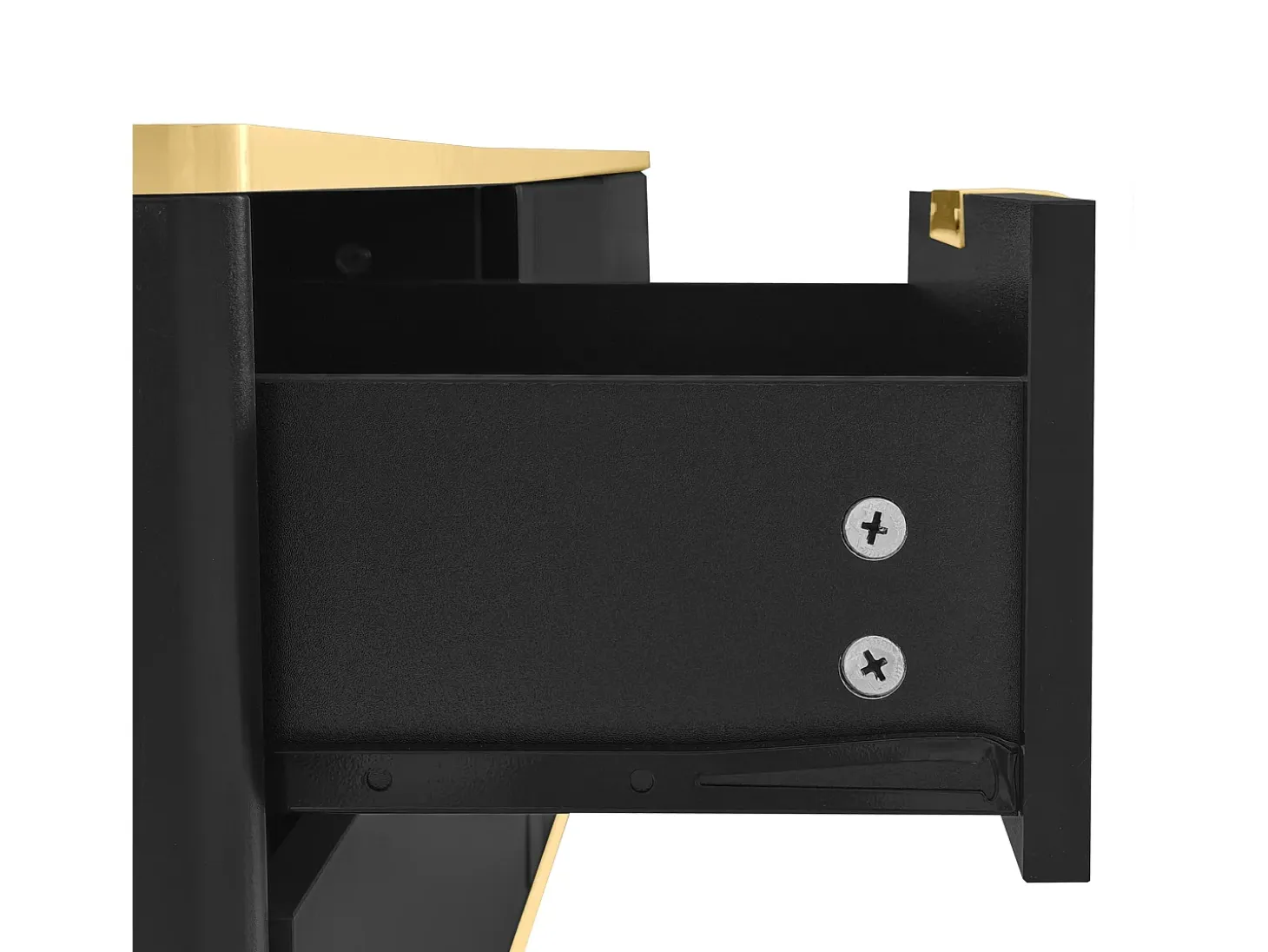 Mueble de TV con 2 puertas y 2 cajones - Tiradores y patas dorados - Negro