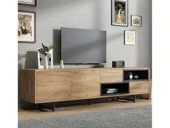 Mueble de TV con 2 puertas y 2 cajones - 173 x 38 x 48 cm - Tablero de partículas - para comedor - Color madera