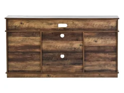 Mueble de TV con 2 puertas correderas y 2 cajones - Blanco y madera