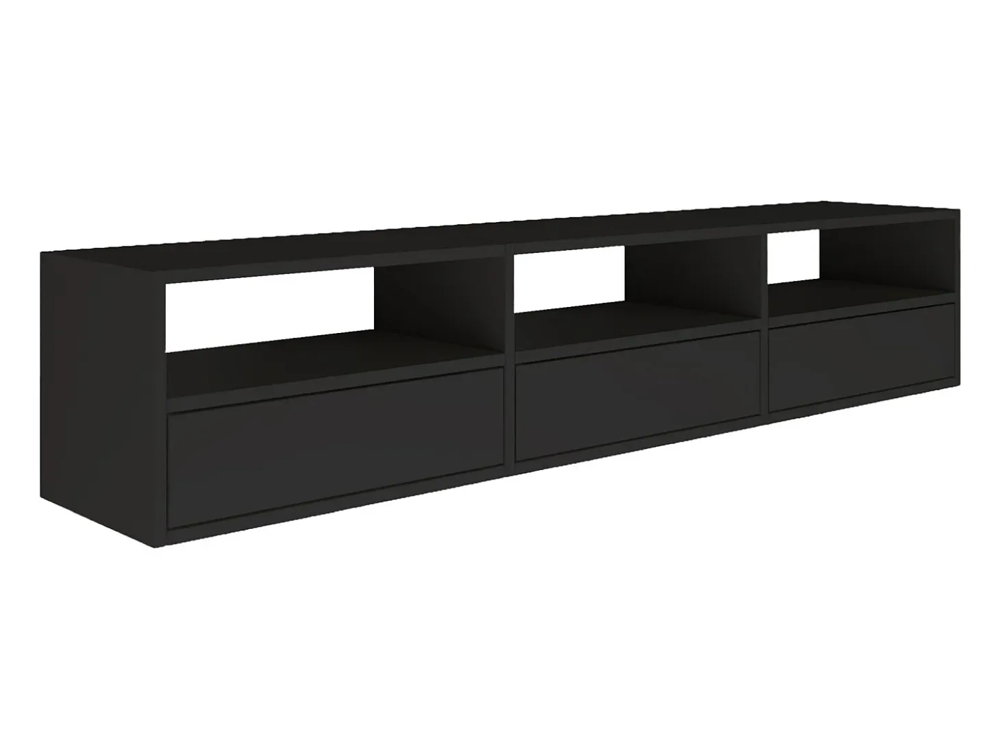 Mueble de TV con 3 puertas y estantes – negro – 150 cm – FRAMME