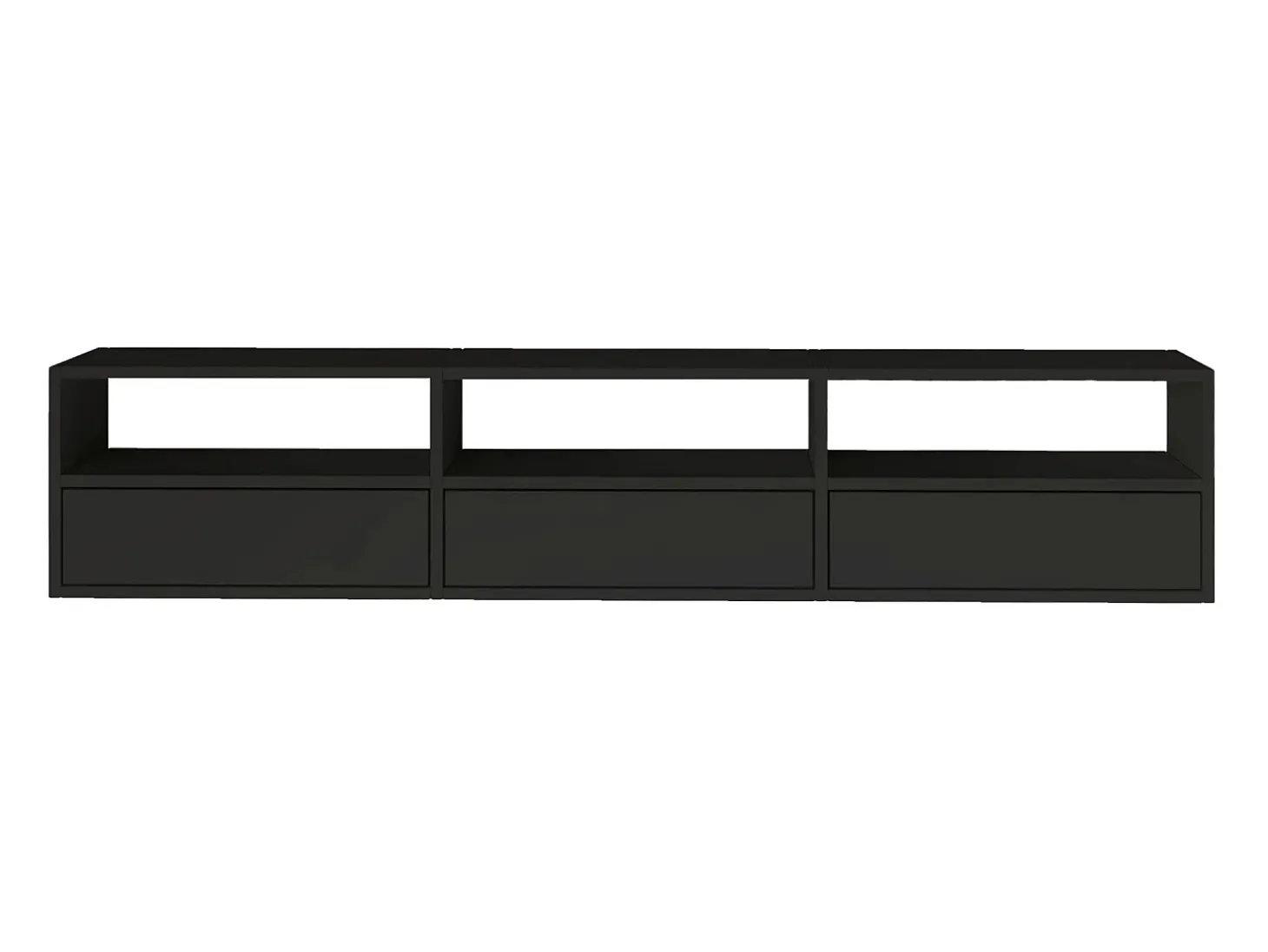 Mueble de TV con 3 puertas y estantes – negro – 150 cm – FRAMME