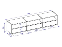 Mueble de TV con 3 puertas y estantes – negro – 150 cm – FRAMME