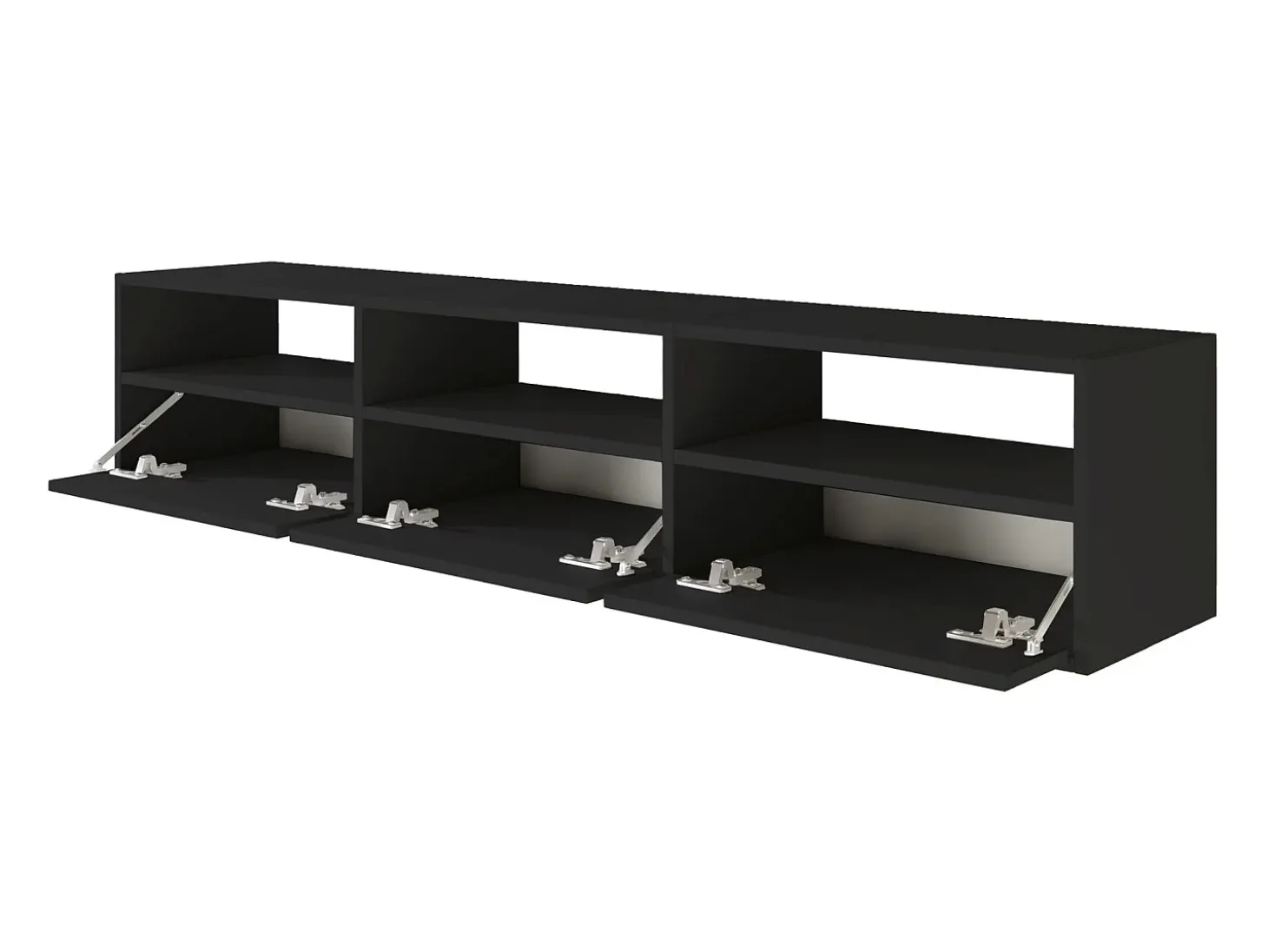 Mueble de TV con 3 puertas y estantes – negro – 150 cm – FRAMME