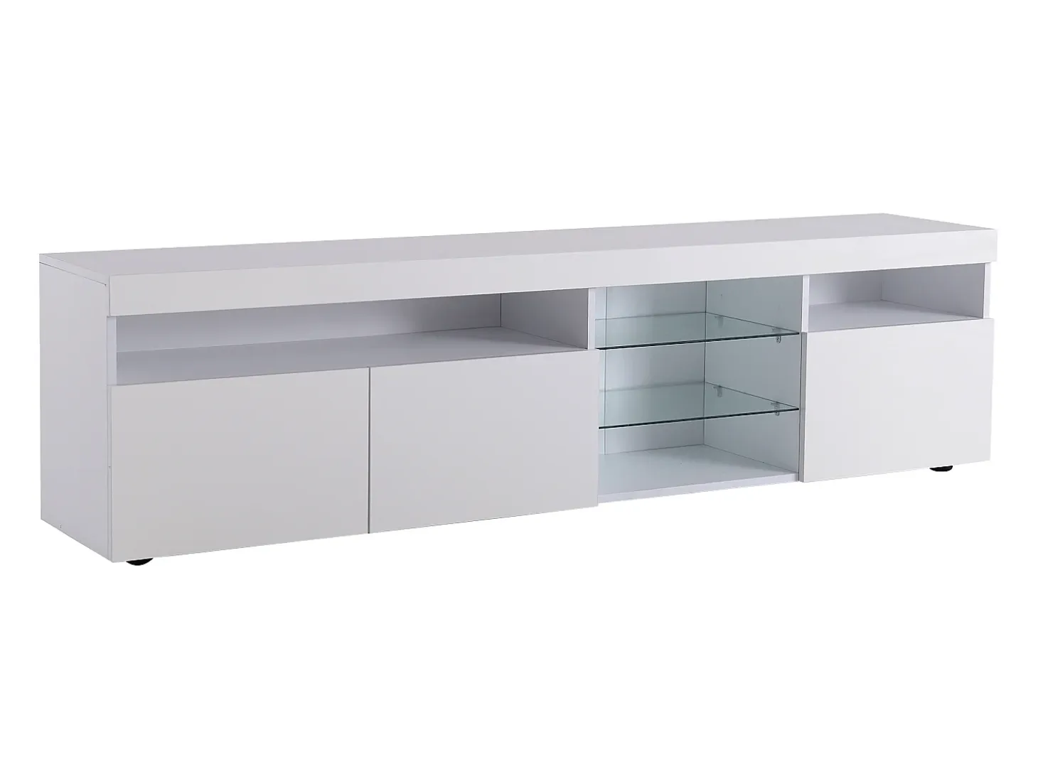 Mueble de TV con 3 puertas, 5 nichos y LED, blanco