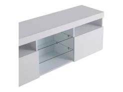 Mueble de TV con 3 puertas, 5 nichos y LED, blanco