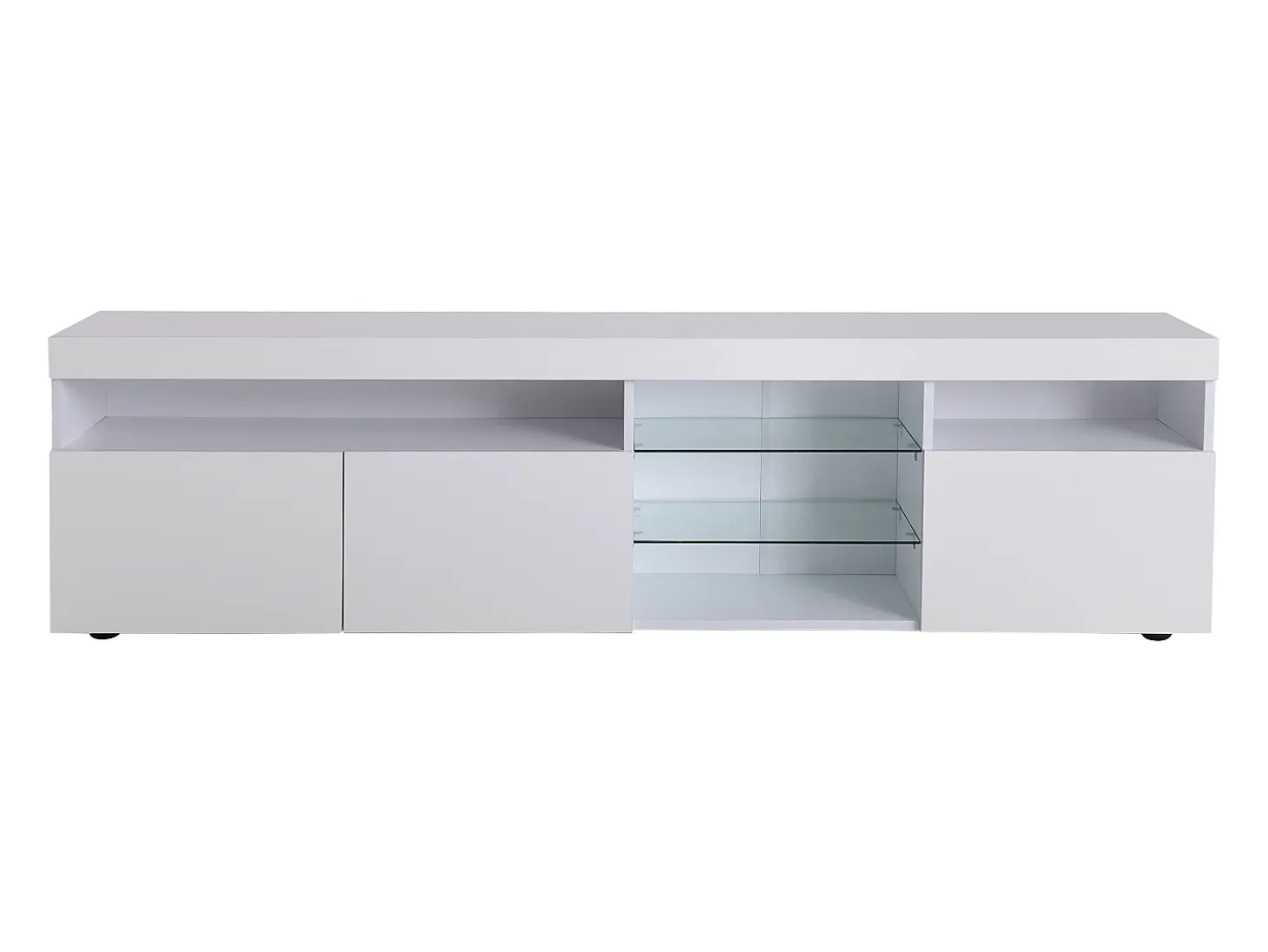 Mueble de TV con 3 puertas, 5 nichos y LED, blanco