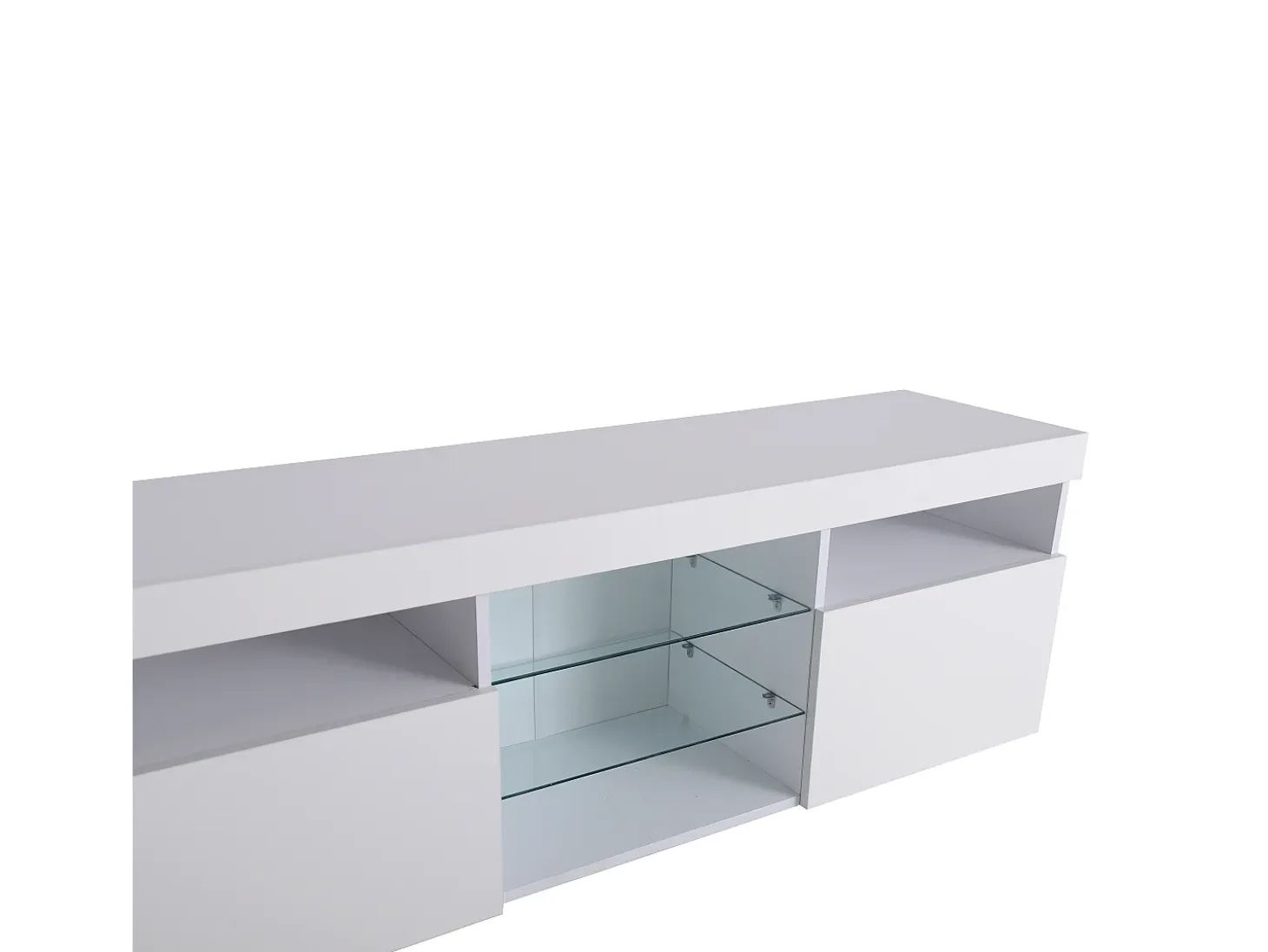 Mueble de TV con 3 puertas, 5 nichos y LED, blanco