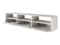 Mueble de TV con 3 puertas y estantes – blanco – 150 cm – FRAMME