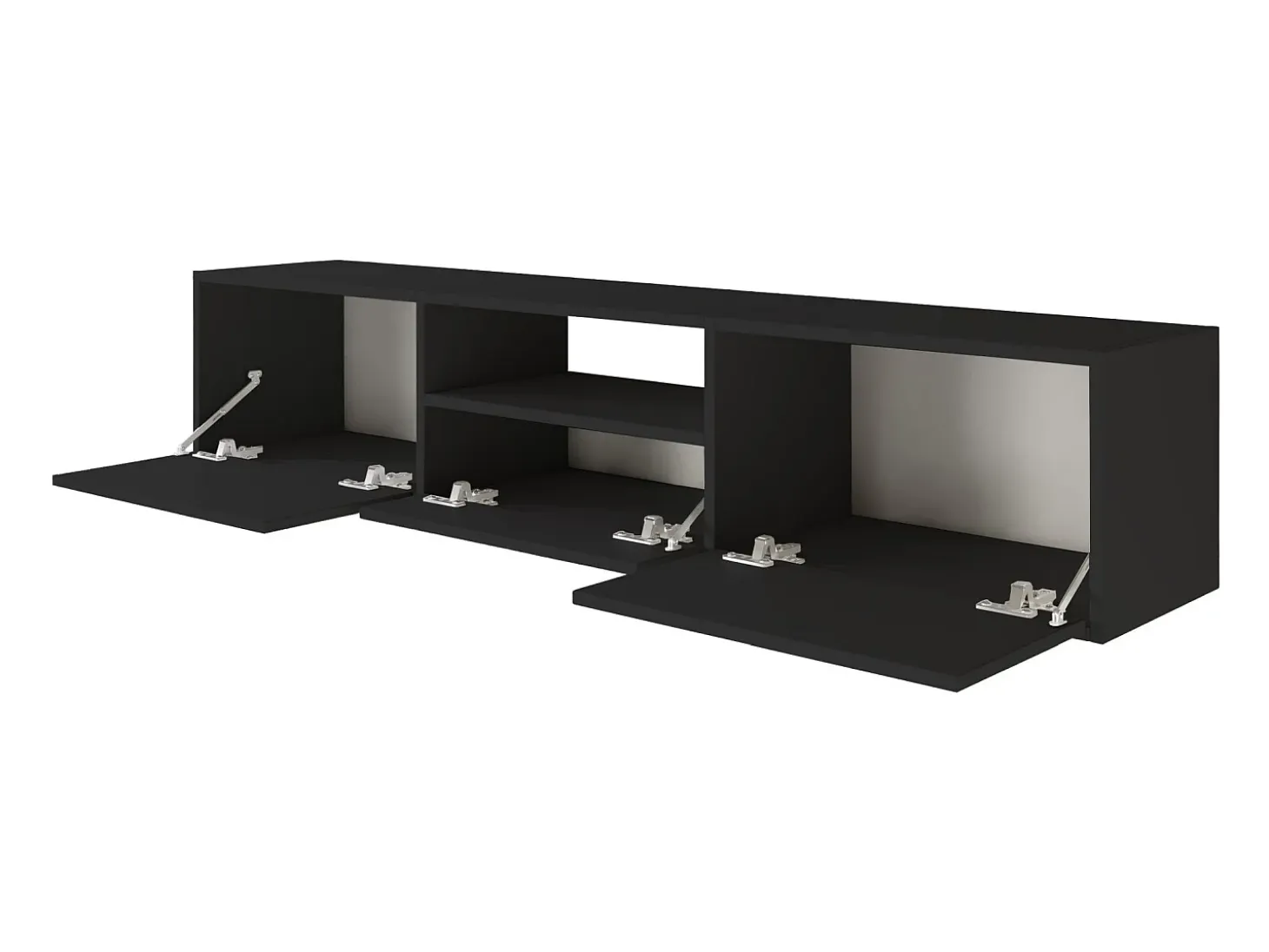 Mueble de TV con 3 puertas y un estante – negro – 150 cm – FRAMME