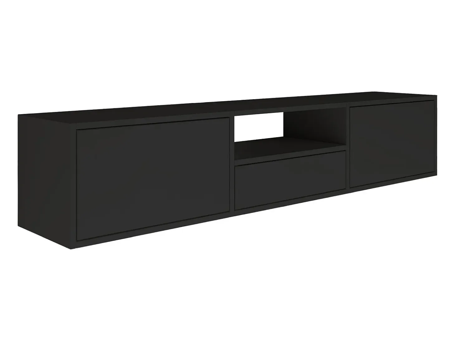 Mueble de TV con 3 puertas y un estante – negro – 150 cm – FRAMME