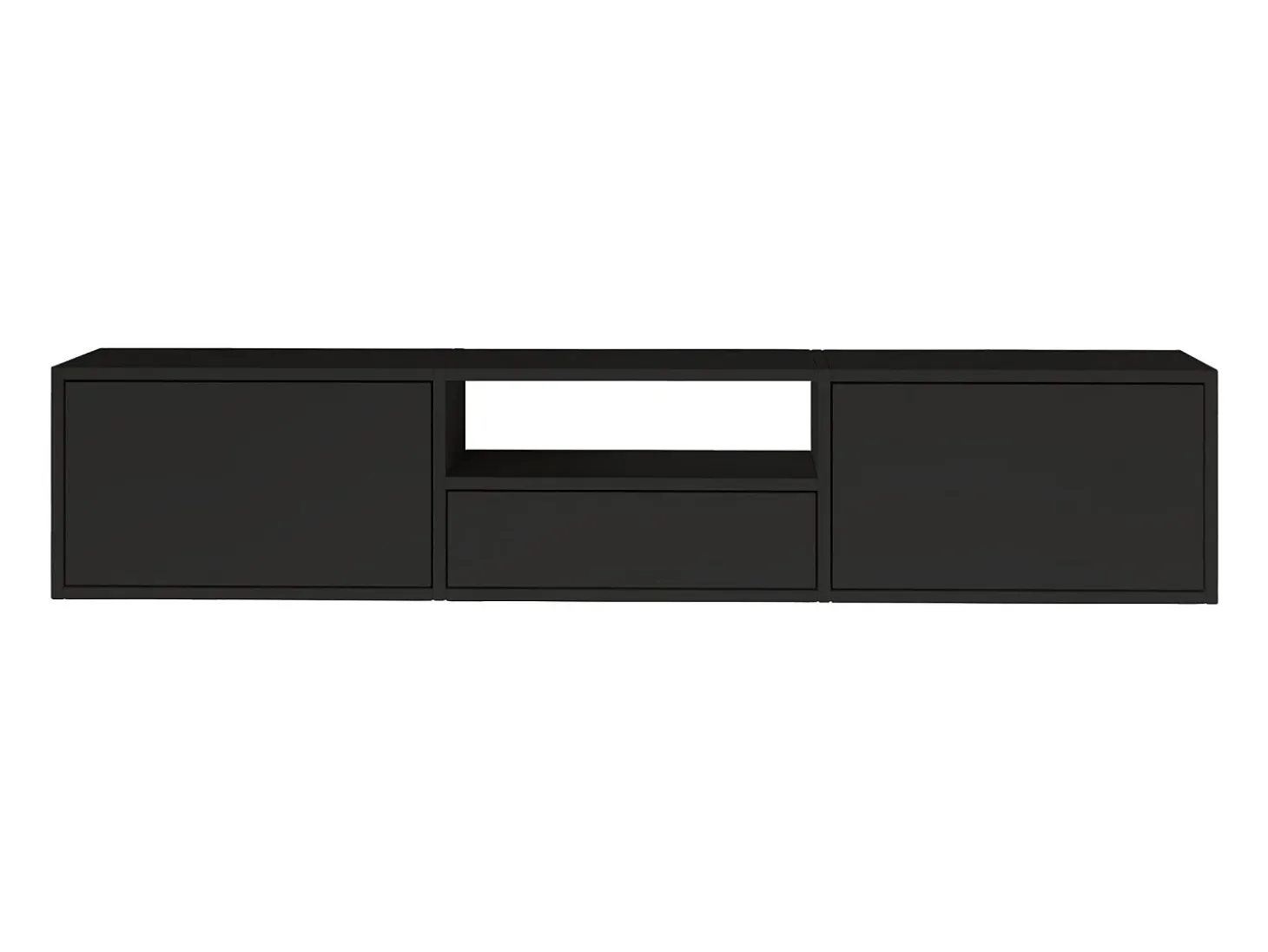 Mueble de TV con 3 puertas y un estante – negro – 150 cm – FRAMME