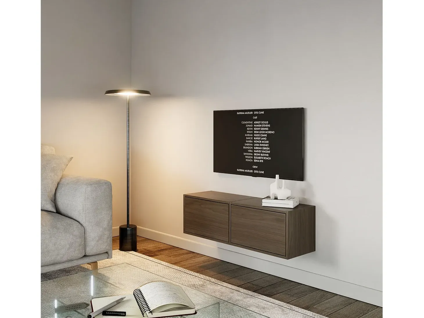 Mueble de TV con 2 puertas – acabado nogal – 100 cm – FRAMME