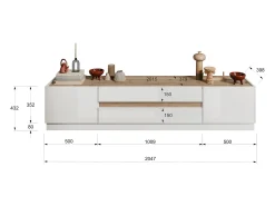 Mueble de TV con 2 puertas y 2 cajones - Blanco y Natural - EMORA