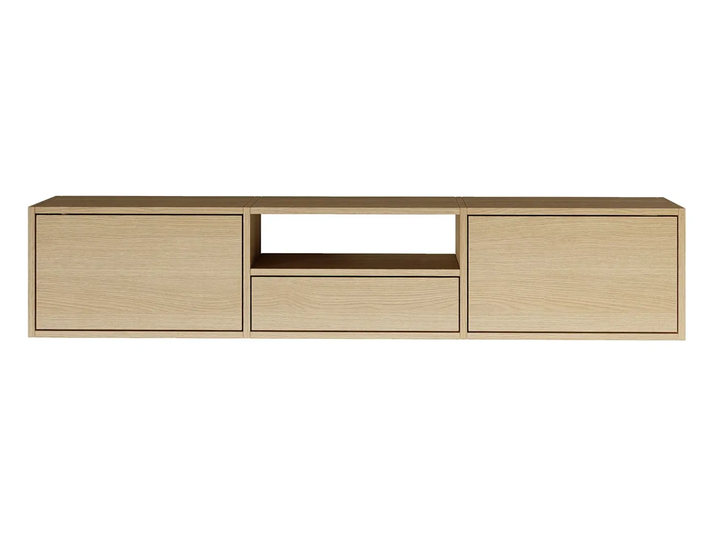 Mueble de TV con 3 puertas y un estante – acabado roble – 150 cm – FRAMME
