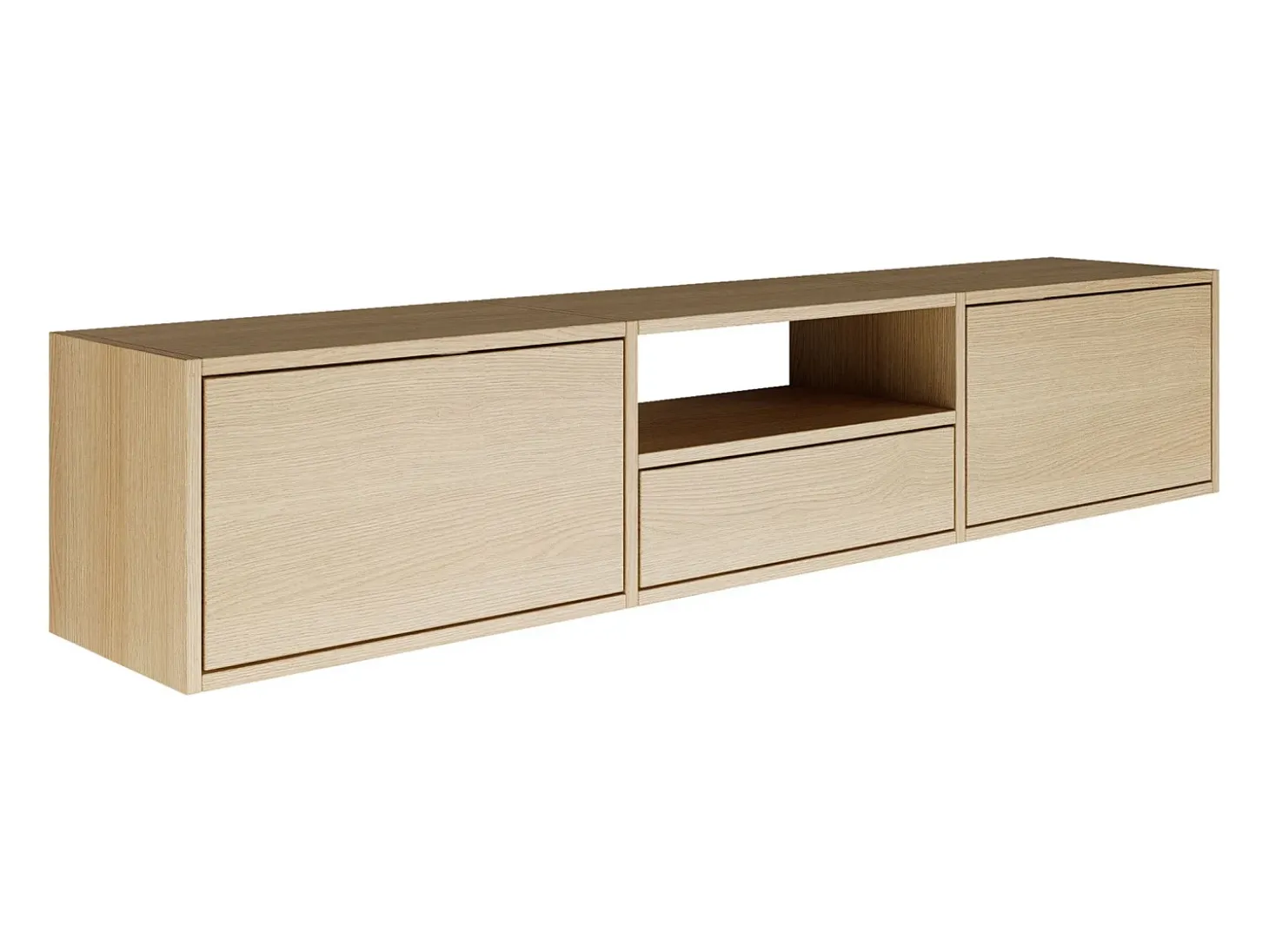 Mueble de TV con 3 puertas y un estante – acabado roble – 150 cm – FRAMME