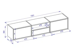 Mueble de TV con 3 puertas y un estante – acabado roble – 150 cm – FRAMME