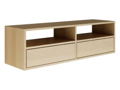 Mueble de TV con 2 puertas y estantes – acabado roble – 100 cm – FRAMME