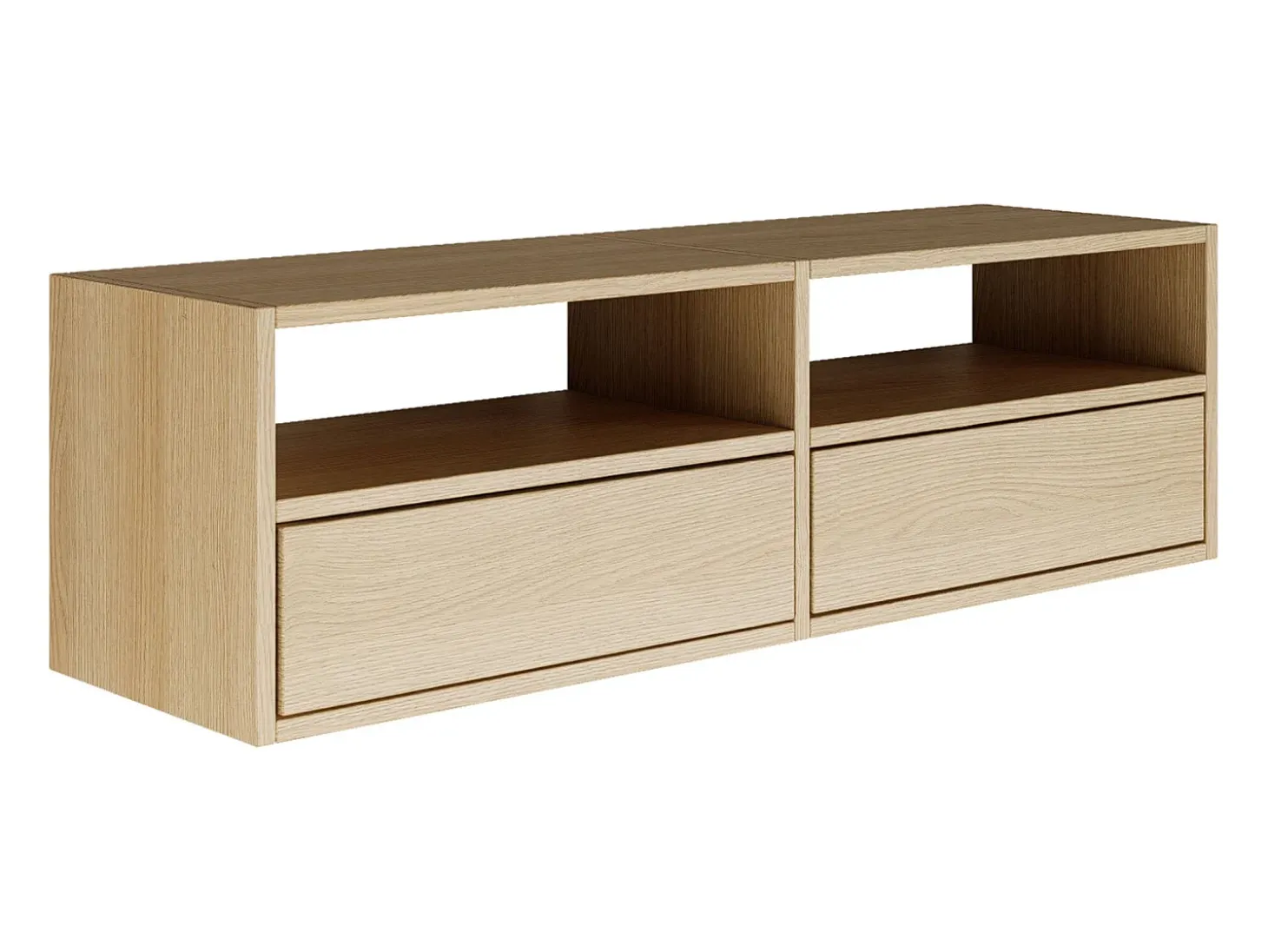Mueble de TV con 2 puertas y estantes – acabado roble – 100 cm – FRAMME