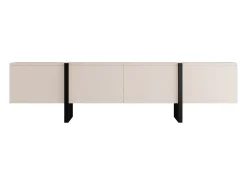 Mueble de TV con 4 puertas en MDF - Beige y Negro - LUVONIA