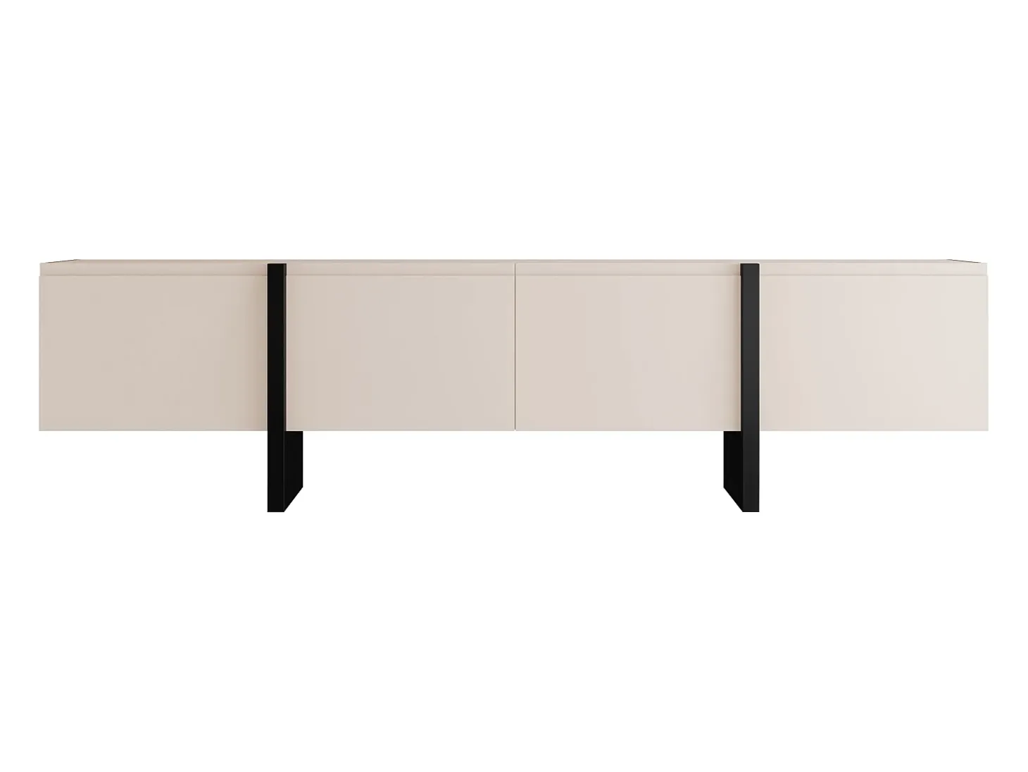 Mueble de TV con 4 puertas en MDF - Beige y Negro - LUVONIA