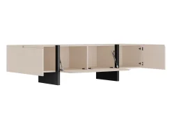 Mueble de TV con 4 puertas en MDF - Beige y Negro - LUVONIA