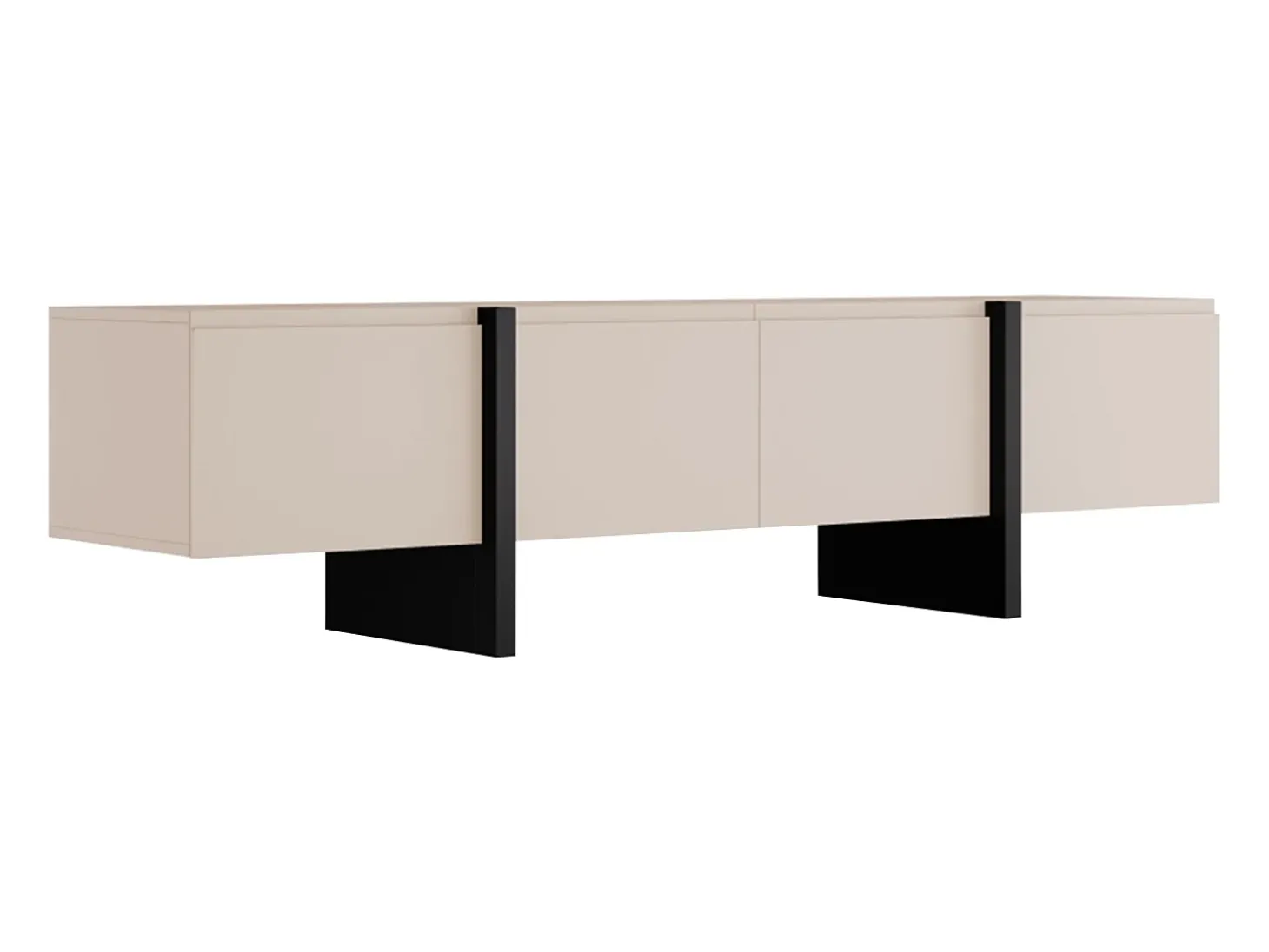 Mueble de TV con 4 puertas en MDF - Beige y Negro - LUVONIA