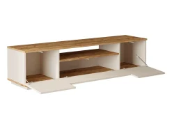 Mueble de TV con 3 puertas y 1 estante - Beige y natural - LOTULA