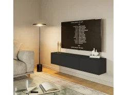 Mueble de TV con 3 puertas – negro – 150 cm – FRAMME