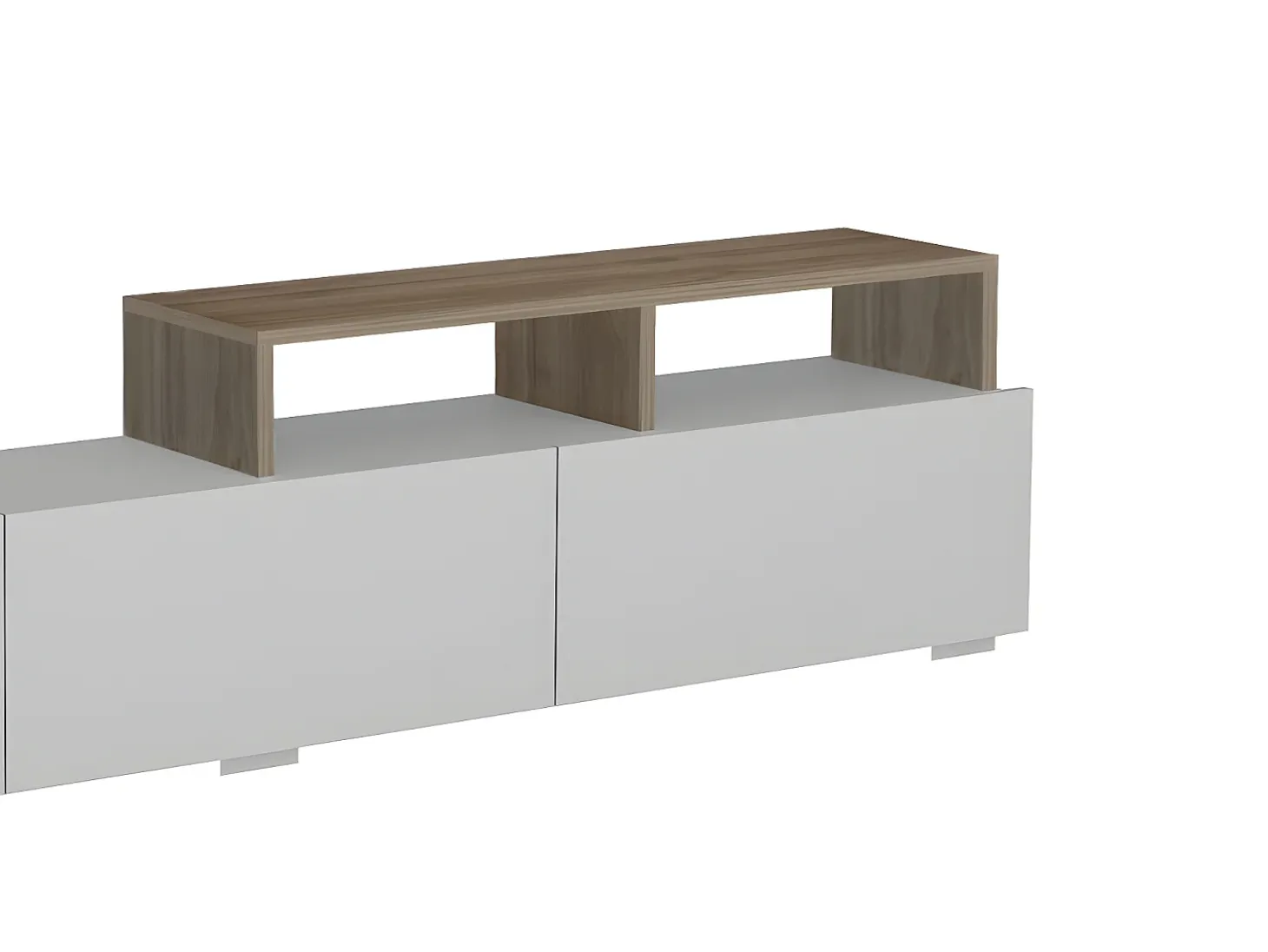 Mueble de TV con almacenaje - Natural claro y blanco - TALOLI II
