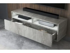 Mueble de TV con cajón - 100 cm - gris - REDNAW